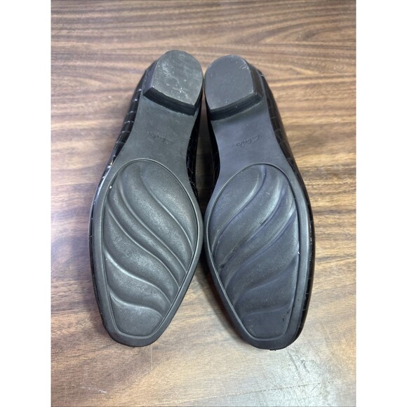 Clarks Artisan Shoes Pumps Heels Women Size 9.5N Black Patent Slip On - Picture 4 of 16